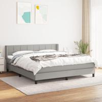 Boxspring met matras stof lichtgrijs 160x200 cm - thumbnail
