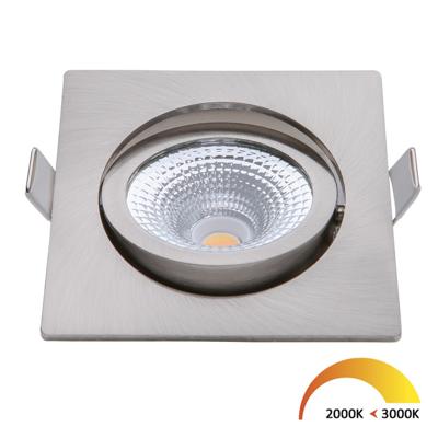 EcoDim - LED Spot - Inbouwspot - ED-10027 - 5W - Waterdicht IP54 - Dimbaar - Dim to Warm - Warm Wit 2000K-3000K - Geborsteld Nikkel - Aluminium - Vierkant - Kantelbaar