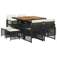 9-delige Tuinset poly rattan zwart - thumbnail