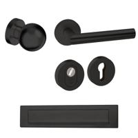 Hardbrass Roestvrijstalen Voordeurset Rond Zwart met Sfera & Briefplaat SKG3 - thumbnail