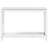 VidaXL Oppottafel met schap 108x50x75 cm massief grenenhout wit - thumbnail