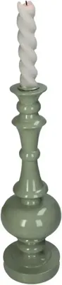 Kersten kandelaar polyresin rond 9x33.5cm groen