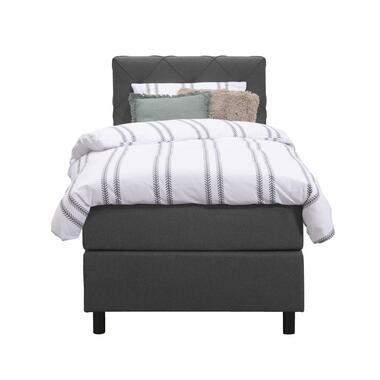 Boxspring Liv geruit - antraciet - 90x200 cm - ronde poot - Leen Bakker