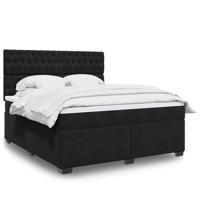 Boxspring met matras fluweel zwart 180x200 cm - thumbnail
