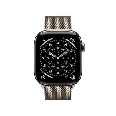 Apple Watch Series 11 GPS + Cellular - 42 mm - Natuurlijke titanium kast - Natuurlijke Milanese band