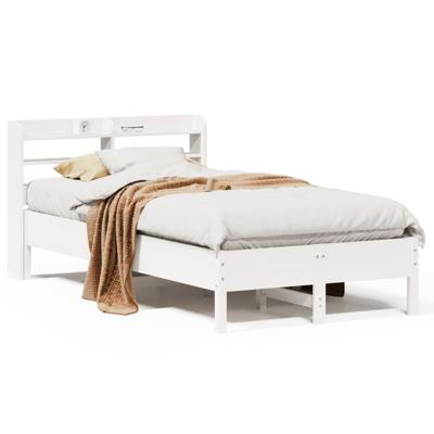 Bedframe zonder matras massief grenenhout wit 120x200 cm - thumbnail