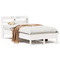 Bedframe zonder matras massief grenenhout wit 140x200 cm - thumbnail
