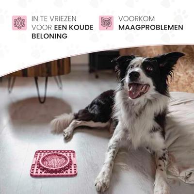 Eat Slow Live Longer Likmat Golf - 20 x 20 cm - Anti-snuffelmat - Slowfeeder - snuffelmat - 100% siliconen - vaatwasmachinebestendig - voor hond of kat - roze