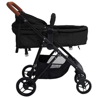 VidaXL Kinderwagen 3-in-1 staal antracietkleurig en zwart - thumbnail