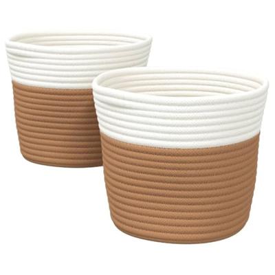 VidaXL Opbergmanden 2 st ø 24x18 cm katoen bruin en wit