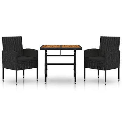 3-delige Tuinset poly rattan zwart