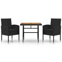 3-delige Tuinset poly rattan zwart - thumbnail