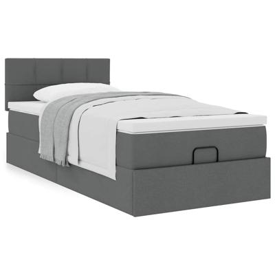 Ottoman bed met matras 80x200cm stof donkergrijs