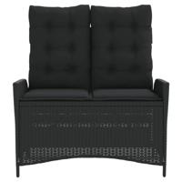 Tuinbankje verstelbaar met kussens poly rattan zwart - thumbnail