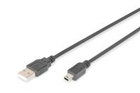 Digitus AK-300108-030-S USB-kabel USB 2.0 USB-A stekker, USB-mini-B stekker 3.00 m Zwart Met OTG-functie - thumbnail