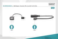 Digitus USB 2.0 Adapter [1x Micro-USB 2.0 B stekker - 1x USB 2.0 bus A] AK-300313-002-S 15.00 cm Rond, Afgeschermd (dubbel), Met OTG-functie - thumbnail