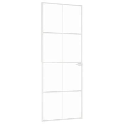 VidaXL Binnendeur 76x201,5 cm gehard glas en aluminium smal wit VidaXL Binnendeur 76x201,5 cm gehard glas en aluminium smal wit