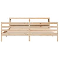 Bedframe met hoofdbord massief grenenhout 200x200 cm - thumbnail