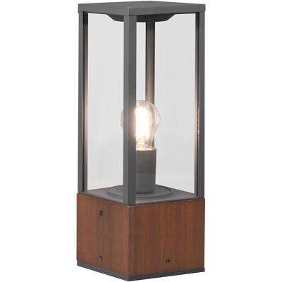 Staande LED Tuinlamp - E27 Fitting - Houtkleur - Rechthoekig Design