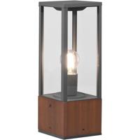 Staande LED Tuinlamp - E27 Fitting - Houtkleur - Rechthoekig Design - thumbnail
