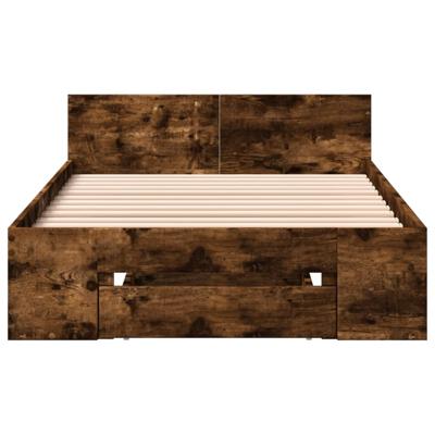 Bedframe met lade bewerkt hout gerookt eikenkleurig 90x200 cm