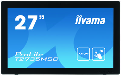 Iiyama ProLite T2735MSC Touchscreen monitor Energielabel: B (A+++ - D) 68.6 cm (27 inch) 1920 x 1080 pix 16:9 5 ms VGA, DVI, HDMI, USB 3.0 AMVA+ LED