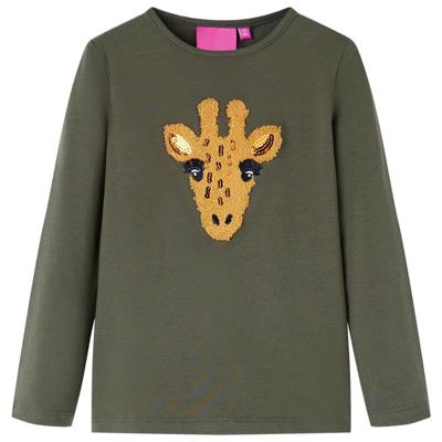 Kindershirt met lange mouwen dierenprint 104 kakikleurig Kindershirt met lange mouwen dierenprint 104 kakikleurig