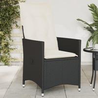 Tuinstoel verstelbaar met kussens poly rattan zwart - thumbnail