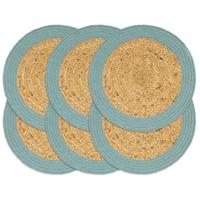 VidaXL Placemats 6 st 38 cm jute en katoen natuurlijk en groen - thumbnail