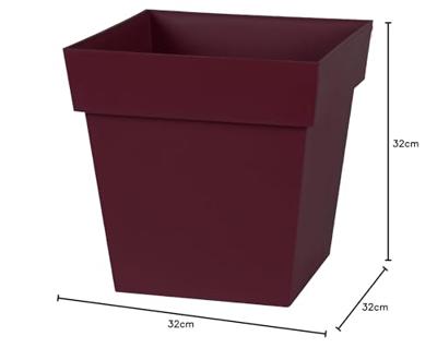 EDA TUSCANY Vierkante bloempot 32 cm - Volume 22 L - 32 x 32 x 32 cm - Bordeauxrood