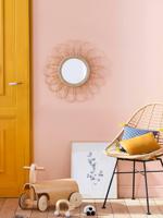 Rotan spiegel effen lichtbruin - thumbnail