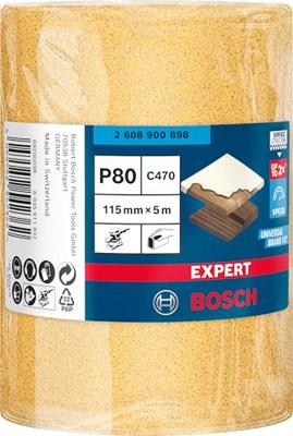 Bosch Accessoires Expert C470 schuurpapierrol voor handmatig schuren 115 mm, 5 m, K80 - 1 stuk(s) - 2608900898