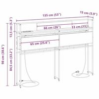 Opberghoofdbord met plank Zwart eiken 135 cm Bewerkt hout - thumbnail