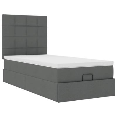 Ottoman bed met matras 90x190cm stof donkergrijs