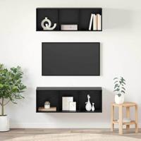 Wandgemonteerde TV-kasten 2 pcs Zwart eiken 37 x 37 x 107 cm - thumbnail