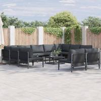 Tuinbankenset met kussen 11 pcs Zwart Staal - thumbnail