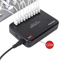 LVSUN 120W Smart 10-Port USB-laadstation 120 W 10x USB-A Zwart Binnen - thumbnail