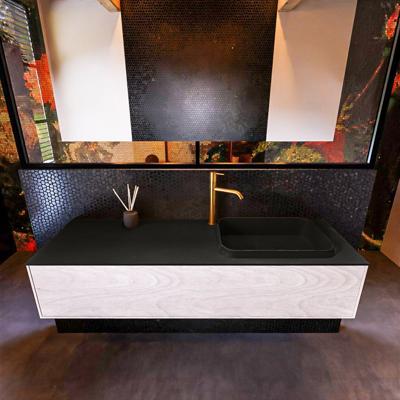 Badkamermeubelset Mondiaz Erin 150 cm met 1 Lade met RIDGE Wastafel Rechts Urban met 1 kraangat Greeploos Mat Underlayment Badkamermeubelset Mondiaz Erin 150 cm met 1 Lade met RIDGE Wastafel Rechts Urban met 1 kraangat Greeploos Mat Underlayment