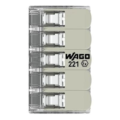 WAGO 221-485 Verbindingsklem Flexibel: 0.20-4 mm² Massief: 0.20-4 mm² Aantal polen: 5 1 stuk(s) Transparant, Wit