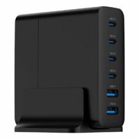 USB snellader 2xA, 4xC 75W Power Delivery zwart - thumbnail