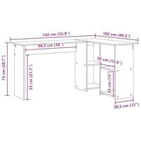 Bureau met plank Oud hout 142 x 102 x 73 cm Bewerkt hout - thumbnail