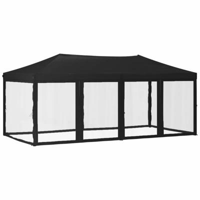 Partytent inklapbaar met zijwanden 3x6 m zwart