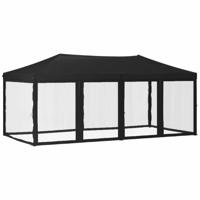 Partytent inklapbaar met zijwanden 3x6 m zwart - thumbnail