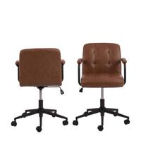 Bendt Bureaustoel 'Lennix' met armleuning, PU, kleur Bruin - thumbnail