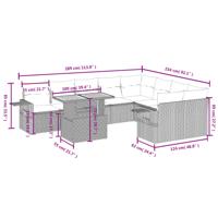 10-delige Loungeset met kussens poly rattan zwart - thumbnail