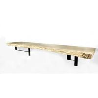 Eiken wandplank massief boomstam 60 x 30 cm inclusief plankdragers - thumbnail