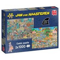 Jumbo Jan van Haasteren de muziekwinkel en vakantiekriebels 2x1000 stukjes - thumbnail