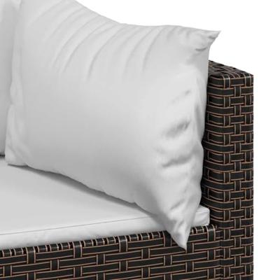 Tuinhoekbanken met kussens 2 st poly rattan bruin - thumbnail