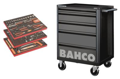 Bahco Gereedschapswagen 26" E72 met 5 lades | zwart | voor algemeen gebruik | inclusief 3 gevulde lades - 158-delig - BASIC