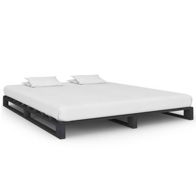 Bedframe pallet massief grenenhout grijs 160x200 cm